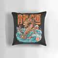 Kanagawa Wave Dragon Ramen Anime Pillow featuring a retro, kaiju-inspired design