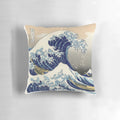 Pillow featuring the iconic "Great Wave off Kanagawa" Japanese art design
