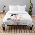 Anime-inspired plush blanket featuring a kawaii cartoon character