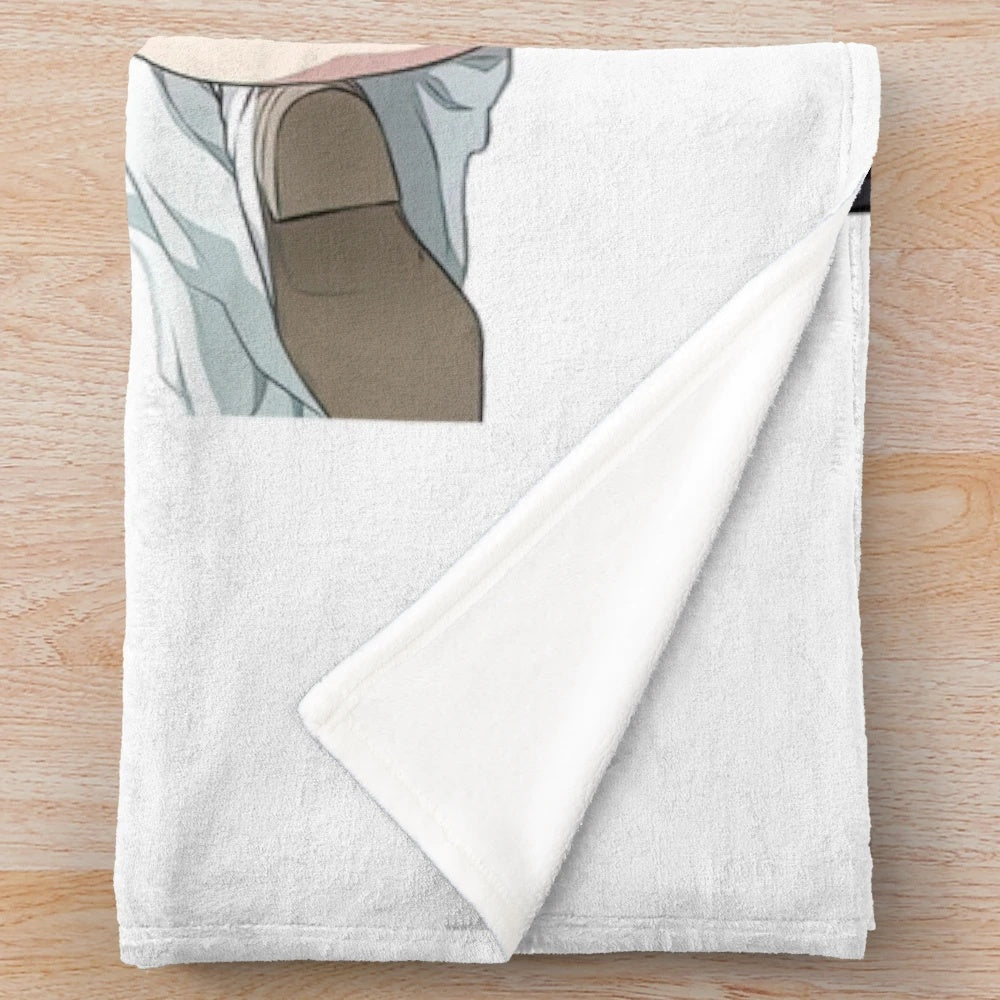 Anime-inspired plush blanket featuring a kawaii cartoon character