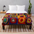 Kandinsky inspired abstract art "Squares with Concentric Circles" plush blanket