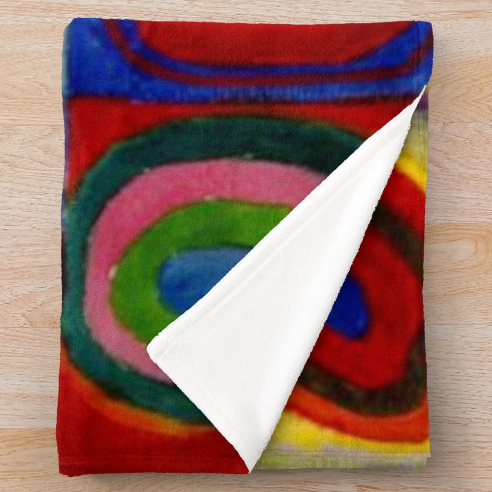 Kandinsky inspired abstract art "Squares with Concentric Circles" plush blanket