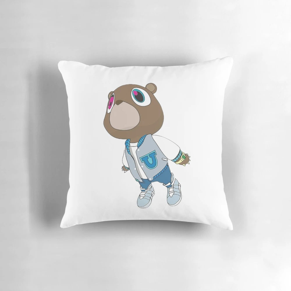 Stylized pillow featuring Kanye West's iconic Graduation album artwork and bear logo