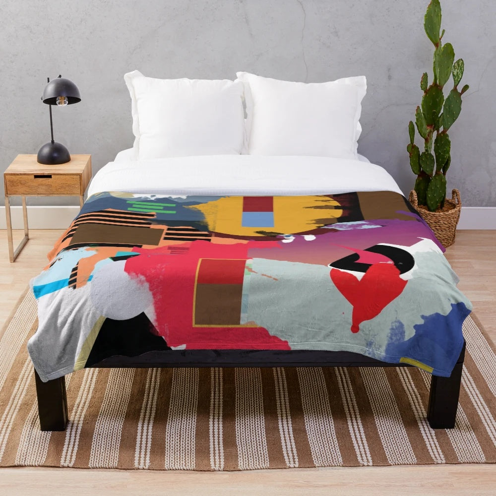 Kanye West albums collage design on a cozy plush blanket