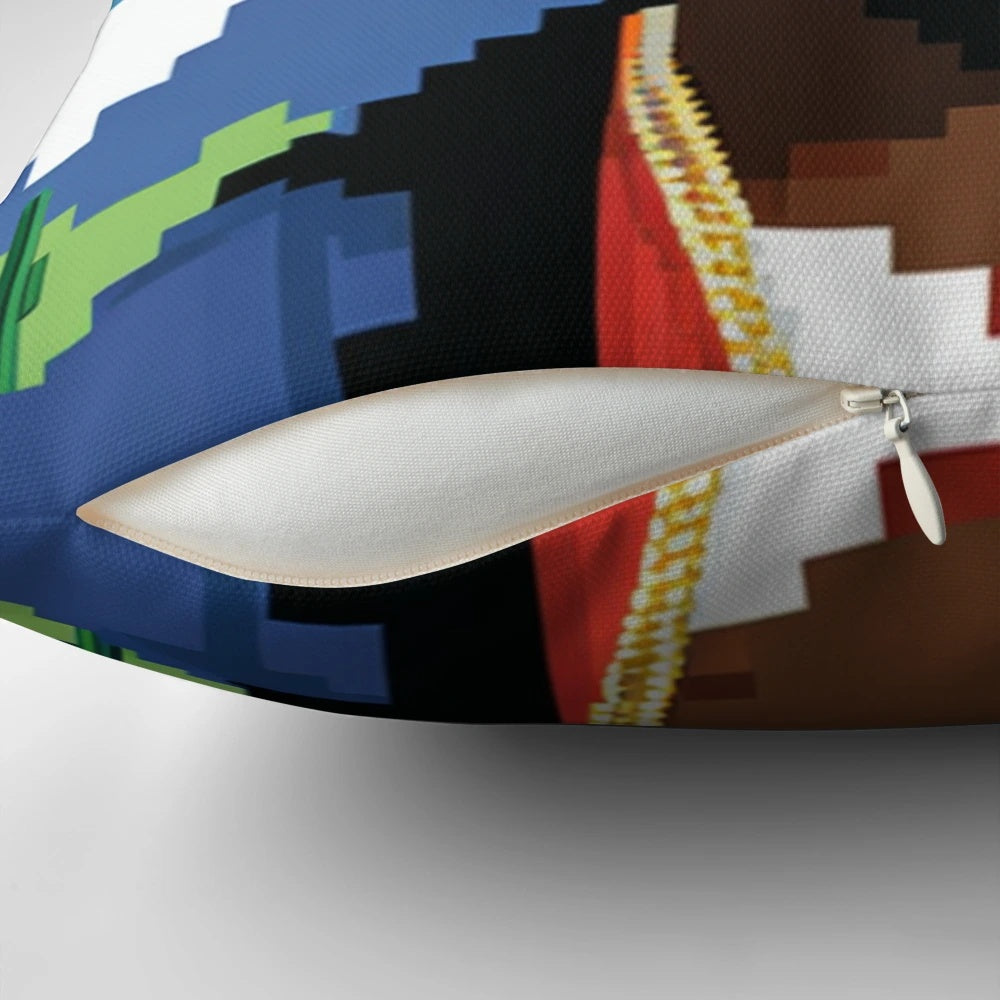 Kanye West Rap Yeezy Pillow with Vibrant Pixel Art Design