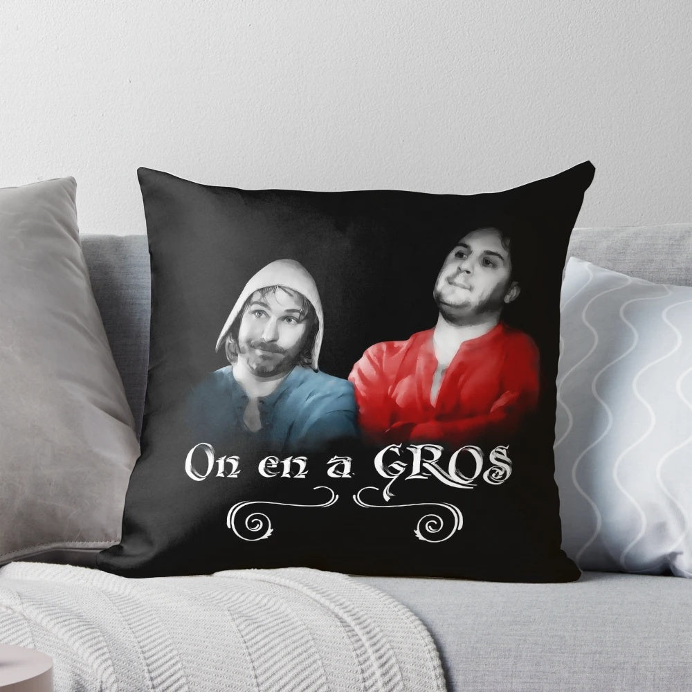 Karadoc and Perceval from Kaamelott TV series inspired decorative throw pillow