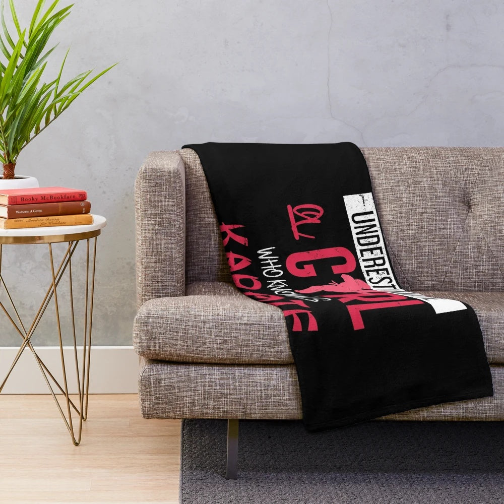Cozy plush blanket featuring a karate girl design for martial arts enthusiasts