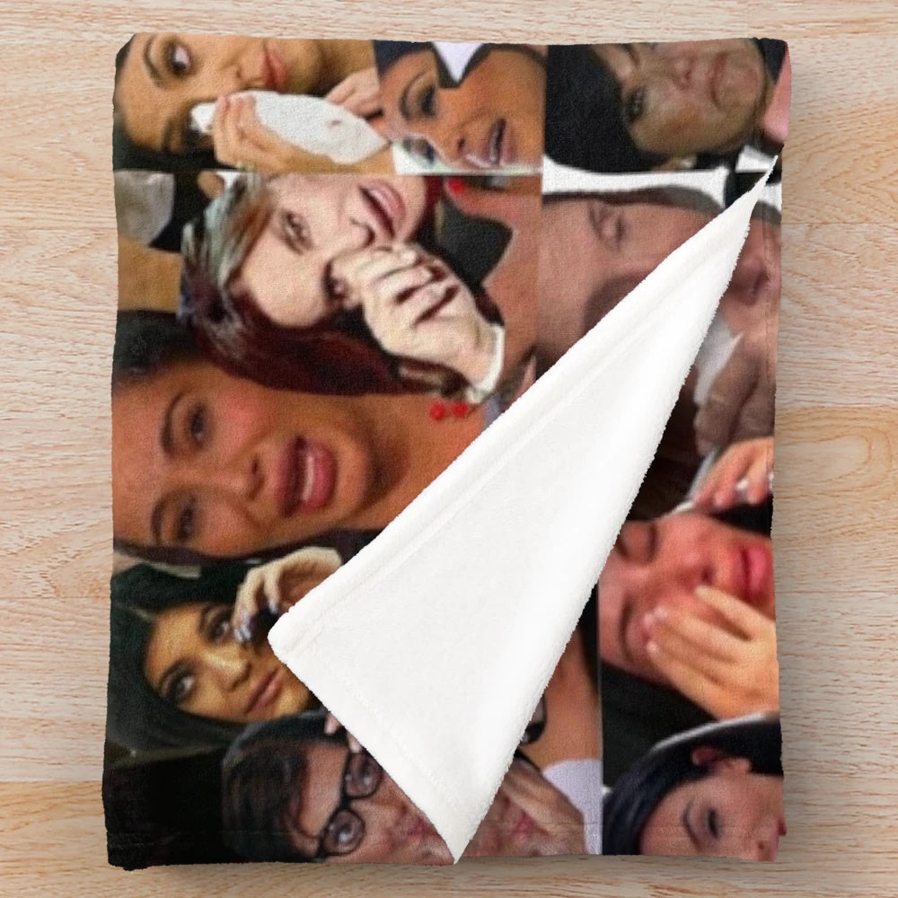 Kardashian collage plush blanket featuring Kendall, Kylie, Khloe, Kourtney, and Caitlyn Kardashian