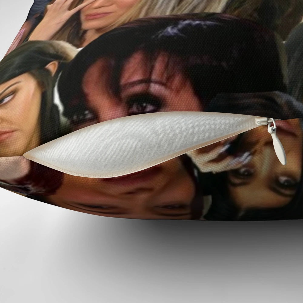 Kardashian Crying Collage Decorative Pillow featuring an artistic collage of Kardashian family members