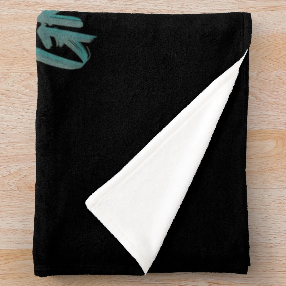 Kaspa Crypto Rhythm Plush Blanket with a digital finance art design