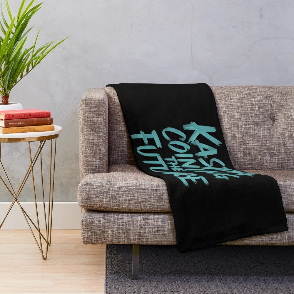 Kaspa Crypto Resonance Inspired Plush Blanket