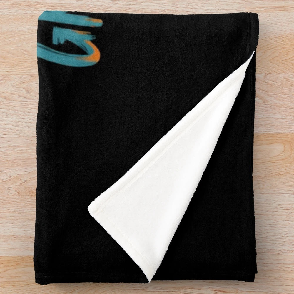 Kaspa cryptocurrency-inspired plush blanket featuring digital art and blockchain symbols