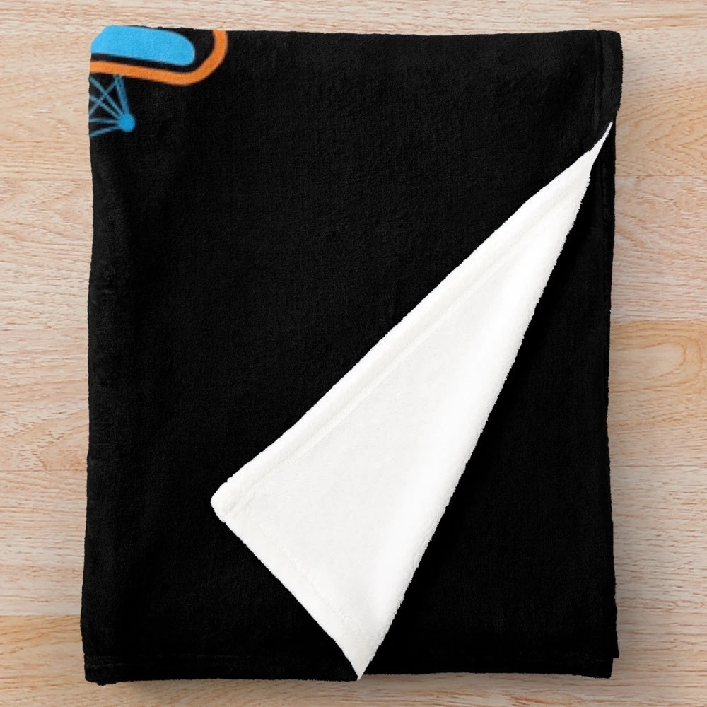 Kaspa-inspired plush blanket featuring blockchain and cryptocurrency designs