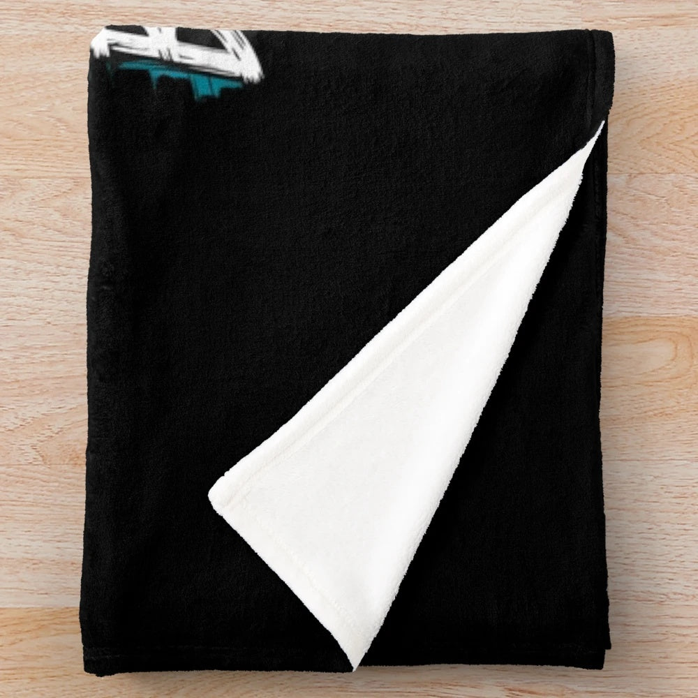 Kaspa-inspired plush blanket with blockchain and cryptocurrency design