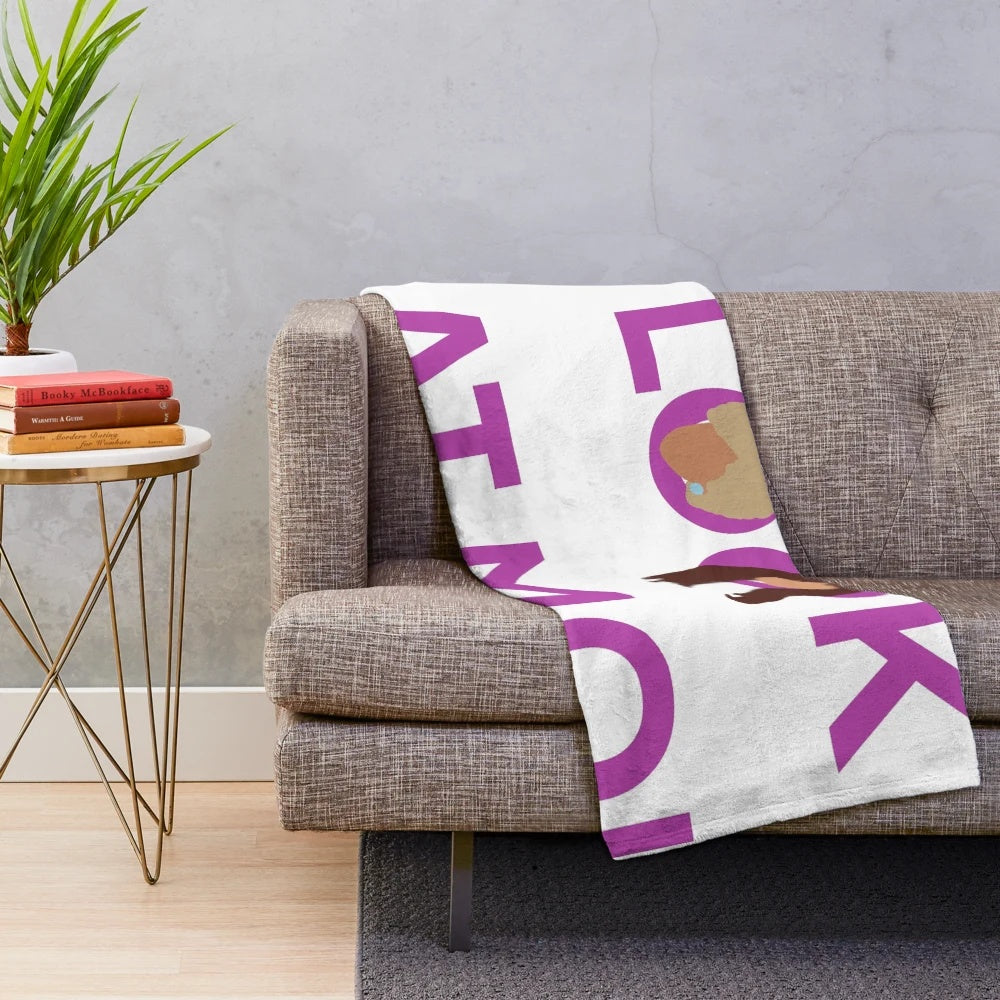 Kath and Kim inspired plush blanket with "Look at Moi" design