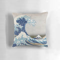 Pillow featuring Katsushika Hokusai's famous woodblock print "The Great Wave off Kanagawa"