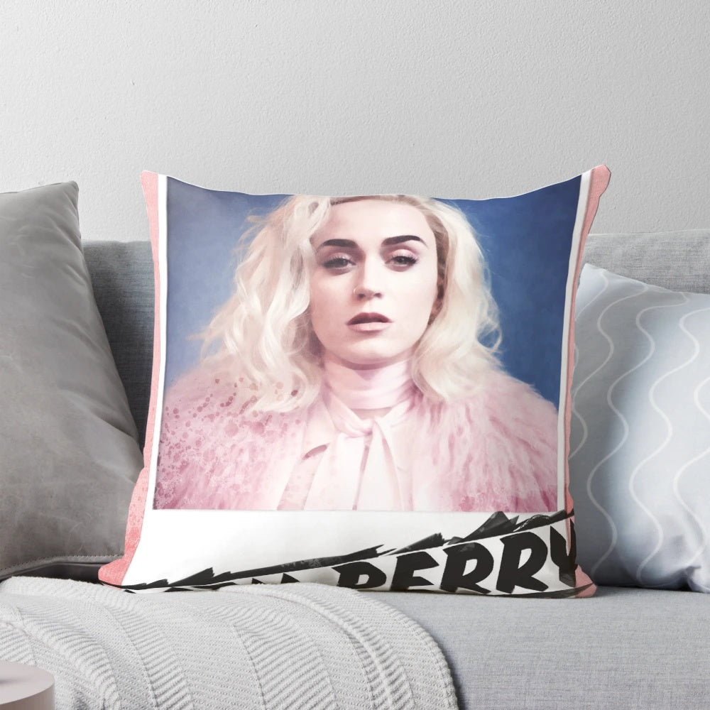 Katy Perry themed decorative pillow featuring the pop star's iconic imagery and lyrics