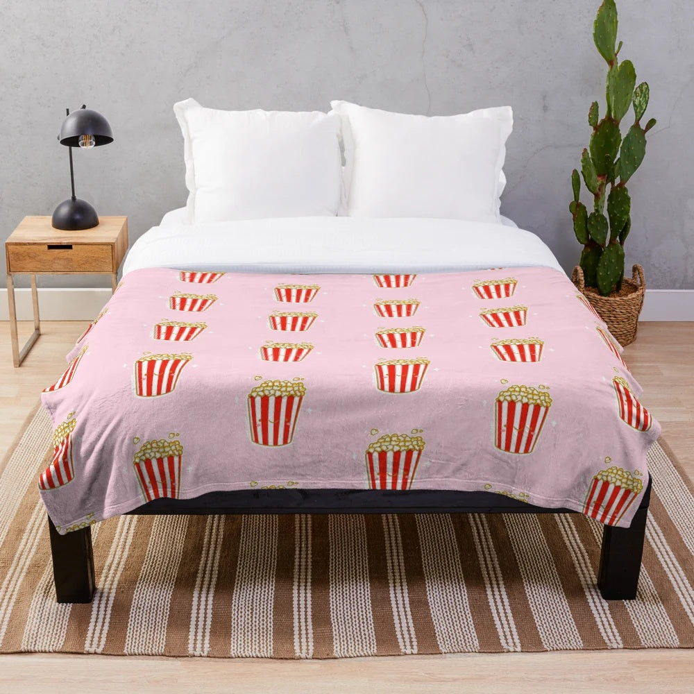 Kawaii plush blanket with cinematic snack inspired design