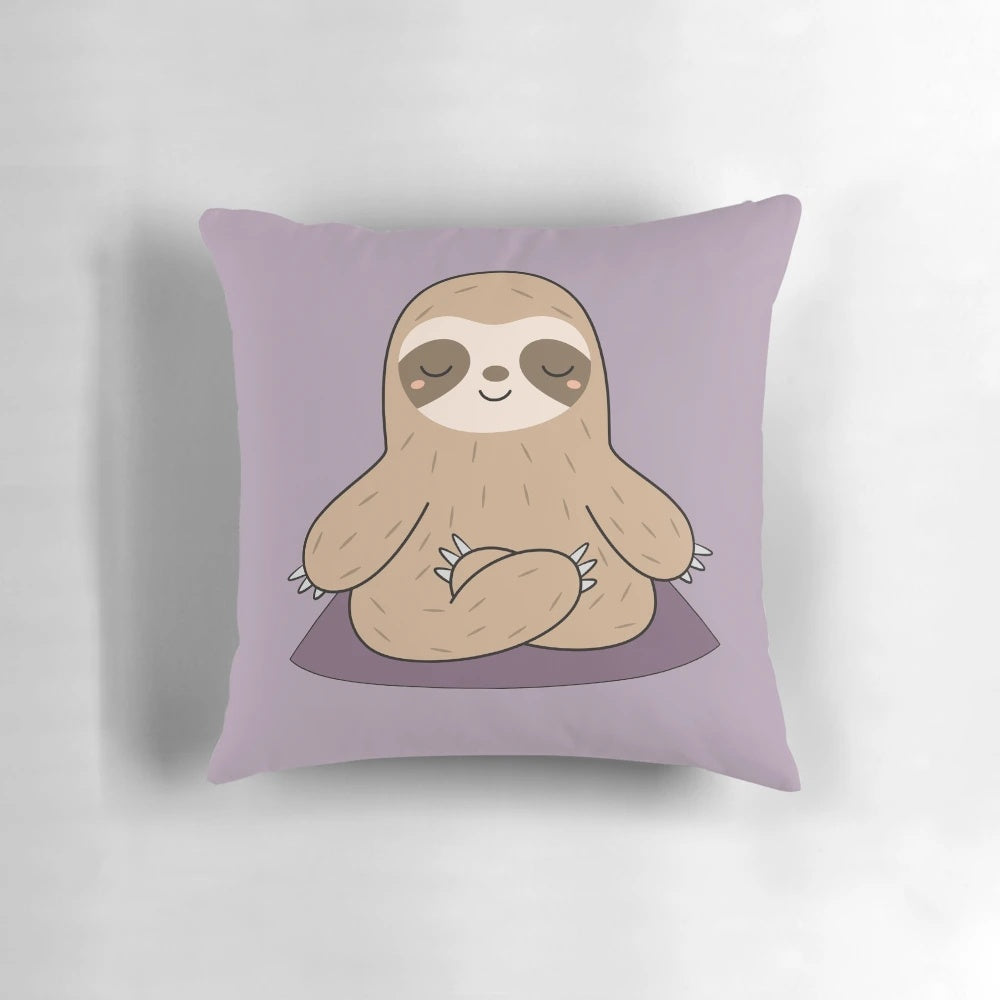 Adorable kawaii sloth plush pillow perfect for meditation and yoga
