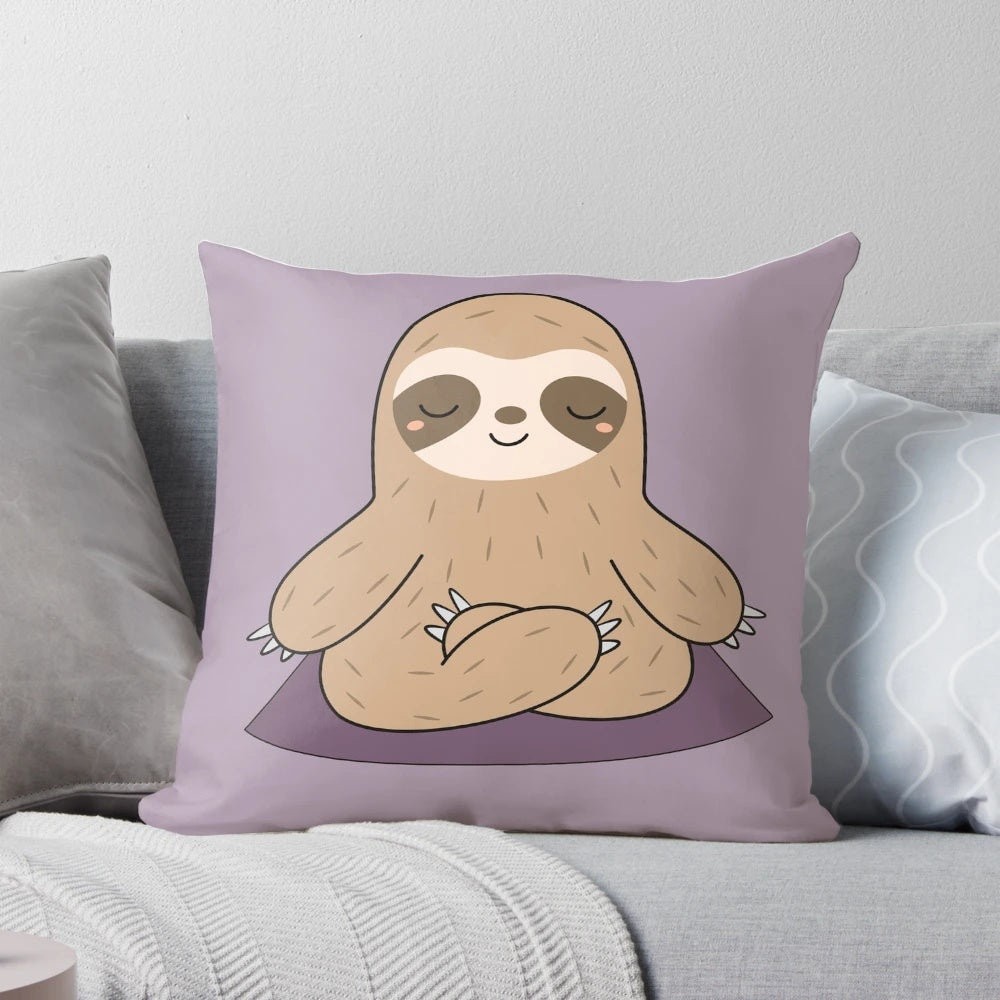 Adorable kawaii sloth plush pillow perfect for meditation and yoga