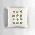 Kawaii-style Dungeons & Dragons pillow with geometric dice patterns, perfect for dnd fans and tabletop roleplaying gamers.