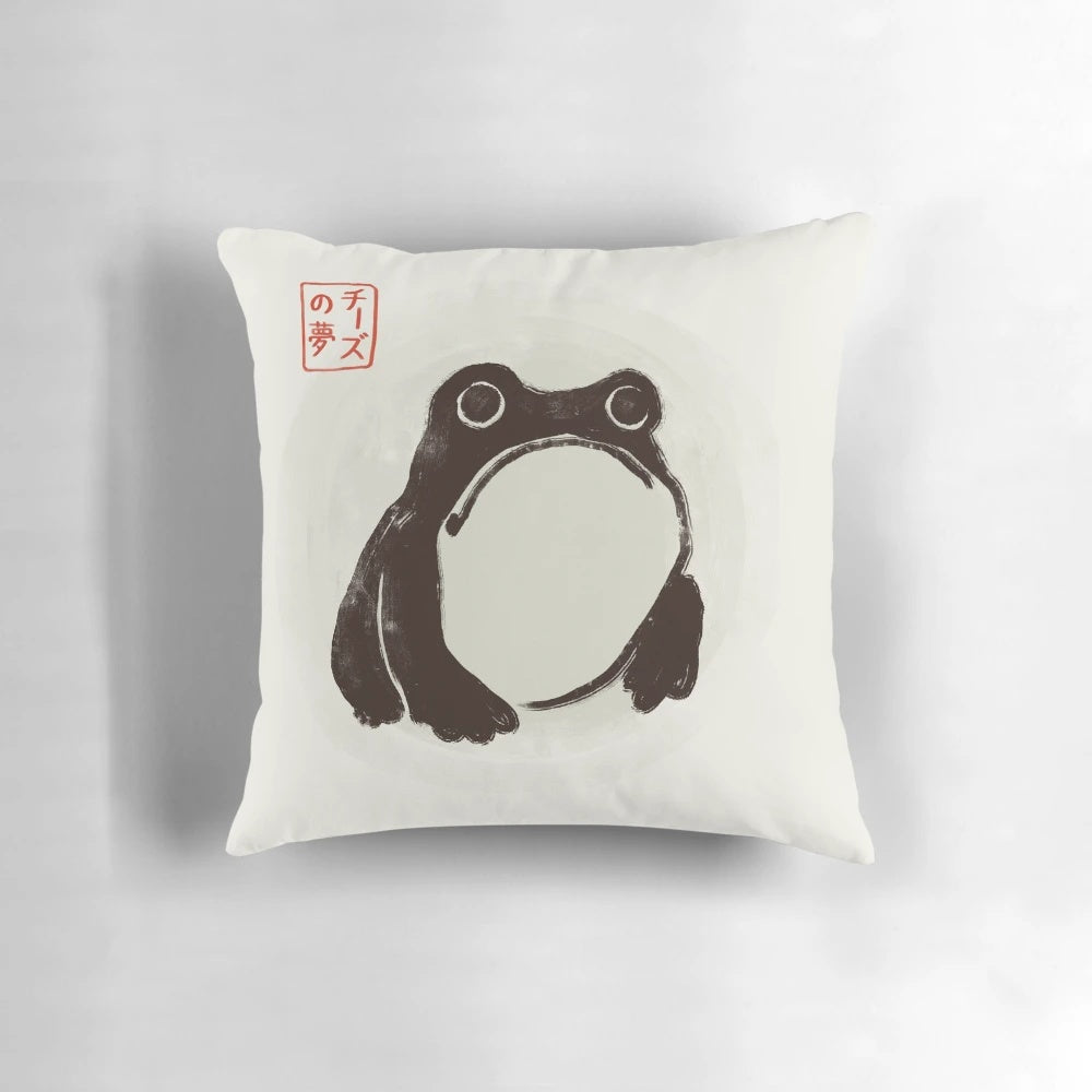 Adorable frog-shaped pillow with a whimsical, cartoon-inspired design
