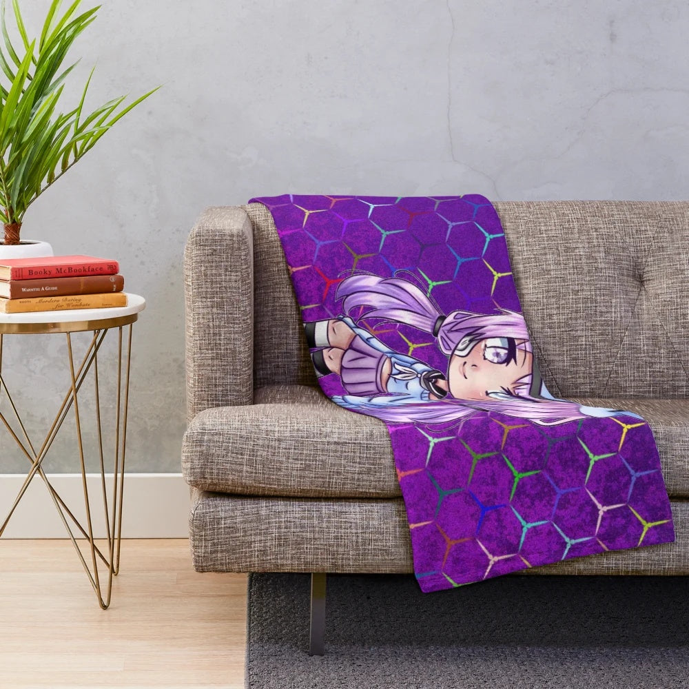 Kawaii gacha life plush blanket featuring a cute chibi anime style girl