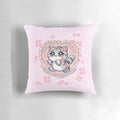 Gentle Blooms Pillow with kawaii, chibi design in pastel colors