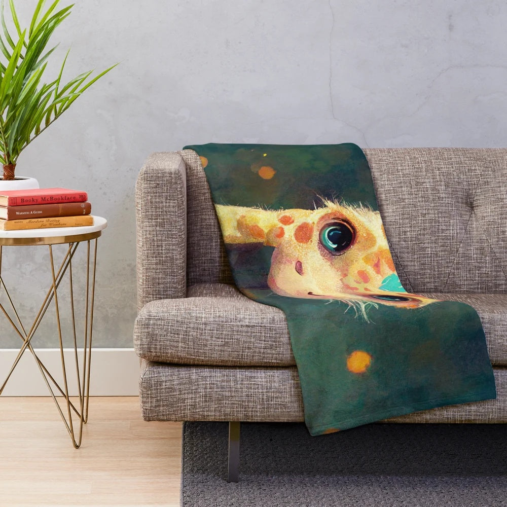 Kawaii giraffe plush blanket with a cute cartoon giraffe design