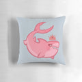 Soft and cuddly shark princess pillow with a crown and tiara design, perfect for a young girl's room.