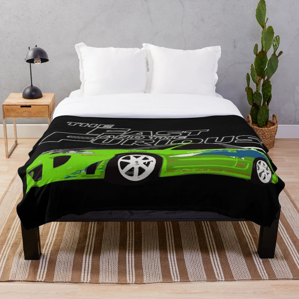 Kawasaki Green Plush Blanket featuring Mitsubishi Eclipse DSM design