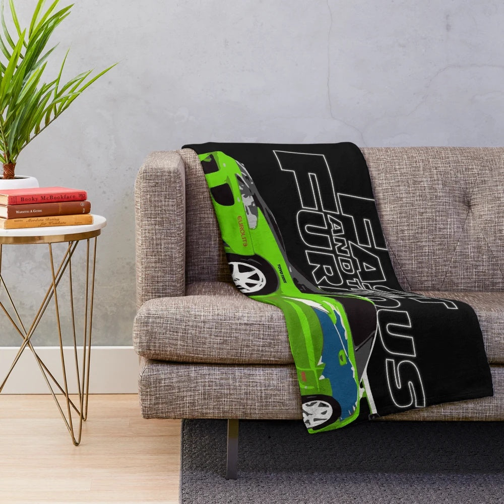 Kawasaki Green Plush Blanket featuring Mitsubishi Eclipse DSM design