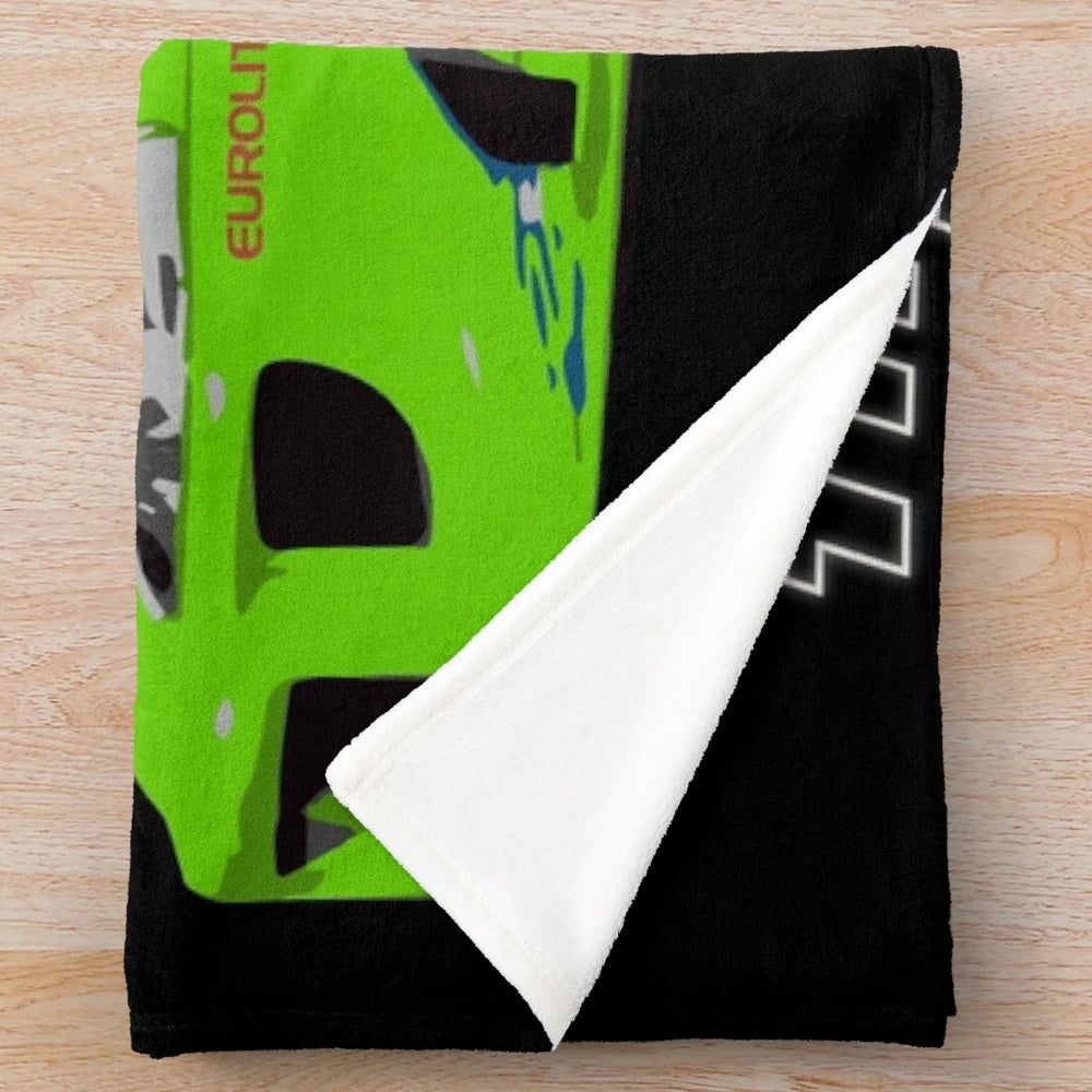Kawasaki Green Plush Blanket featuring Mitsubishi Eclipse DSM design