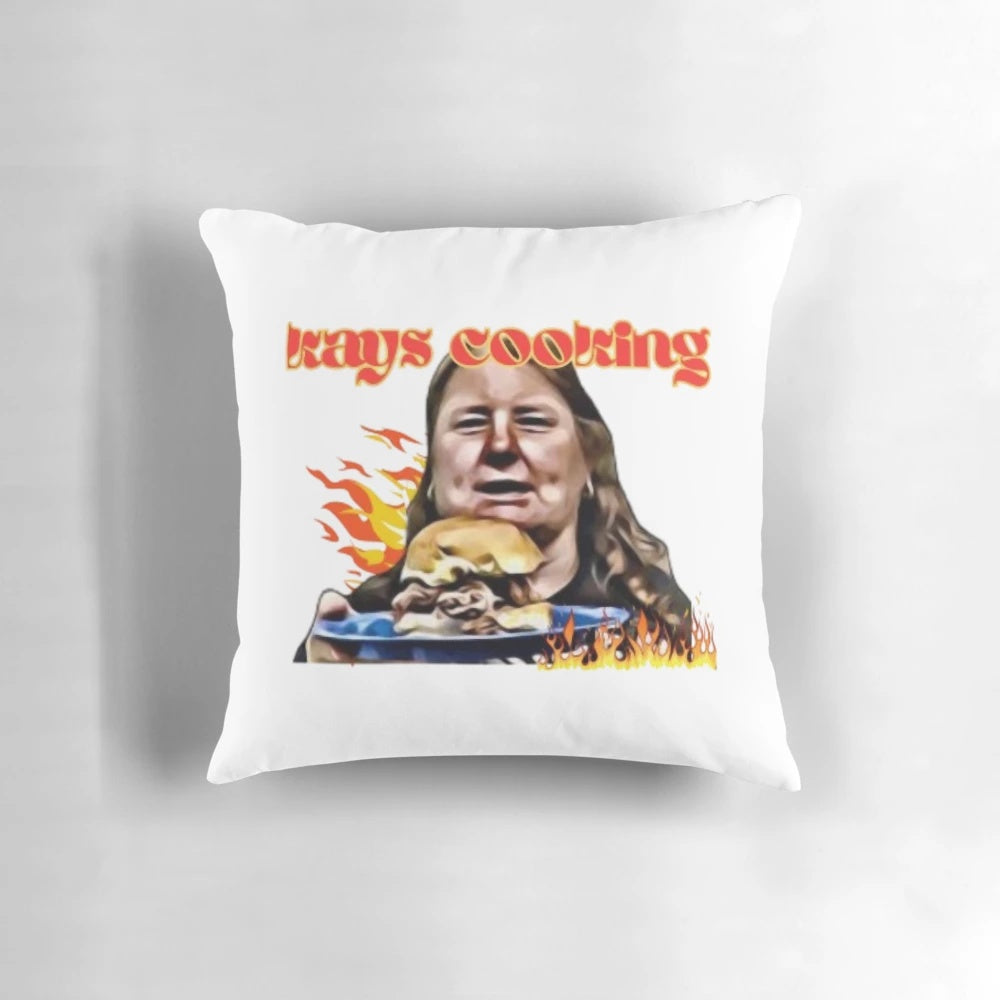 Kay's Cooking Show 'I'm Back Cooking Again' Meme Themed Decorative Pillow