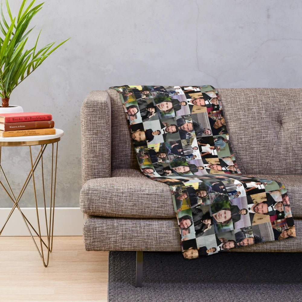 Keanu Reeves collage design printed on a soft plush blanket