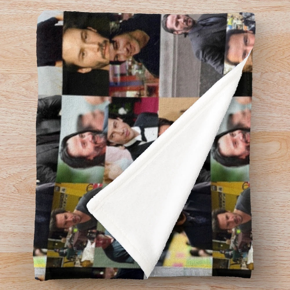 Keanu Reeves collage design printed on a soft plush blanket