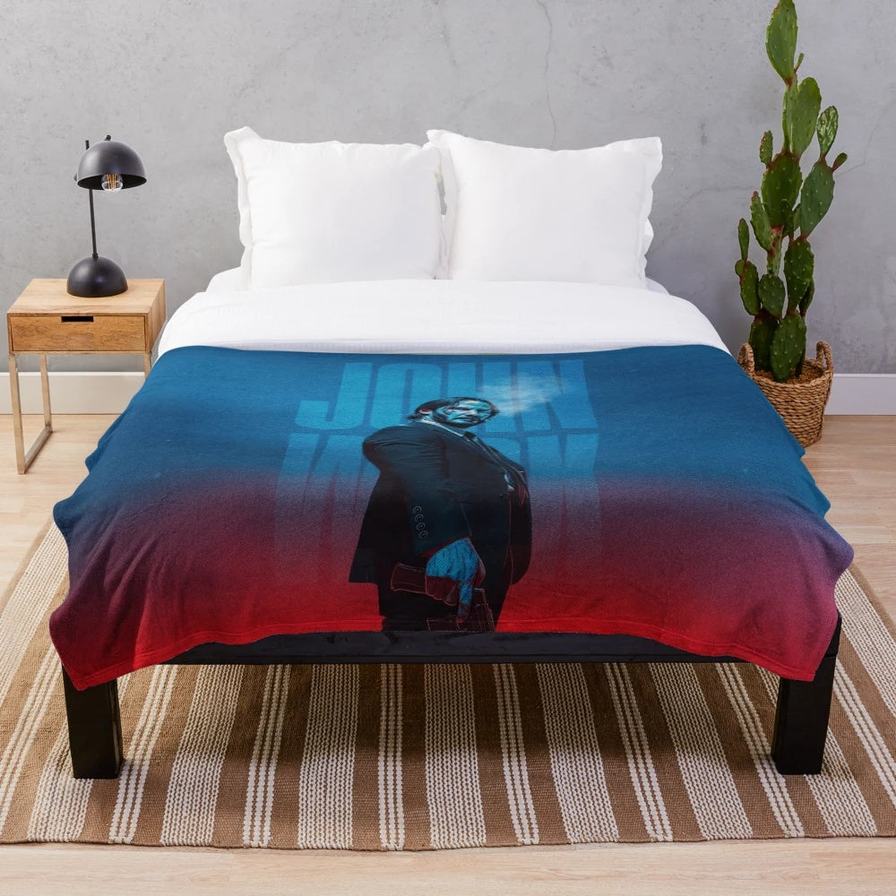 Keanu Reeves inspired John Wick themed plush blanket