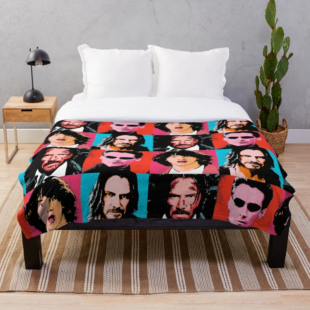 Keanu Reeves pop art inspired plush blanket