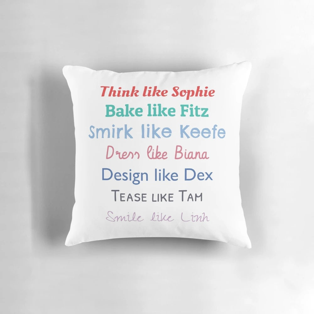Keeper of the Lost Cities inspired pillow with characters Biana, Fitz, Sophie, Keefe, and more