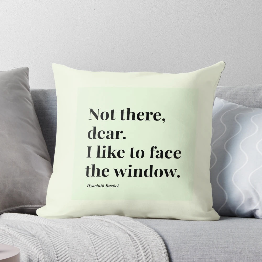 Hyacinth Bucket sitcom comedy humor pillow with bouquet design