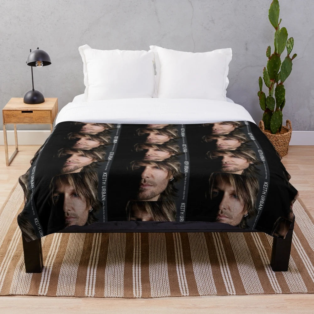 Keith Urban-inspired plush blanket with tour graphics