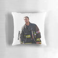 Chicago Fire Kelly Severide Pillow featuring Taylor Kinney as the firefighter character