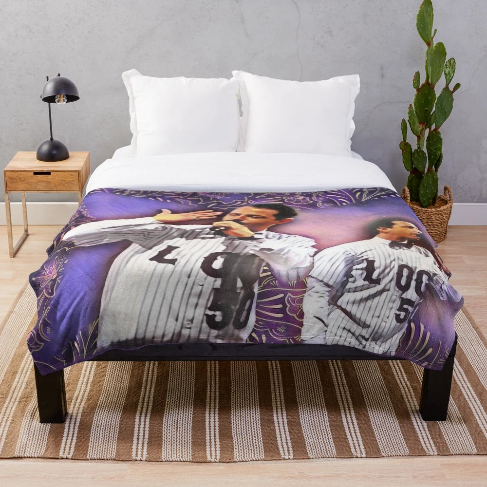Plush blanket with Kendall Roy rapping design for Succession TV series fans
