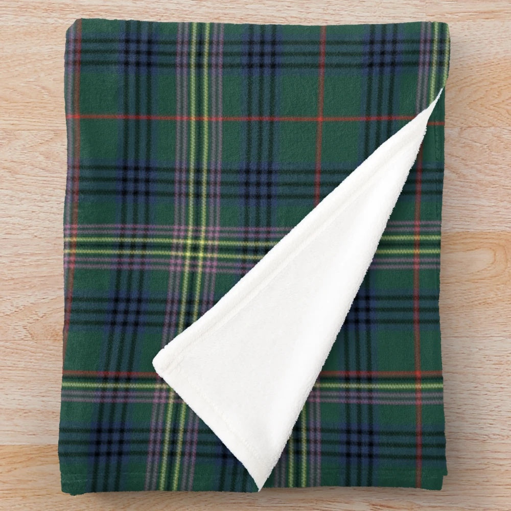 Kennedy clan tartan plush blanket featuring the iconic Scottish tartan design
