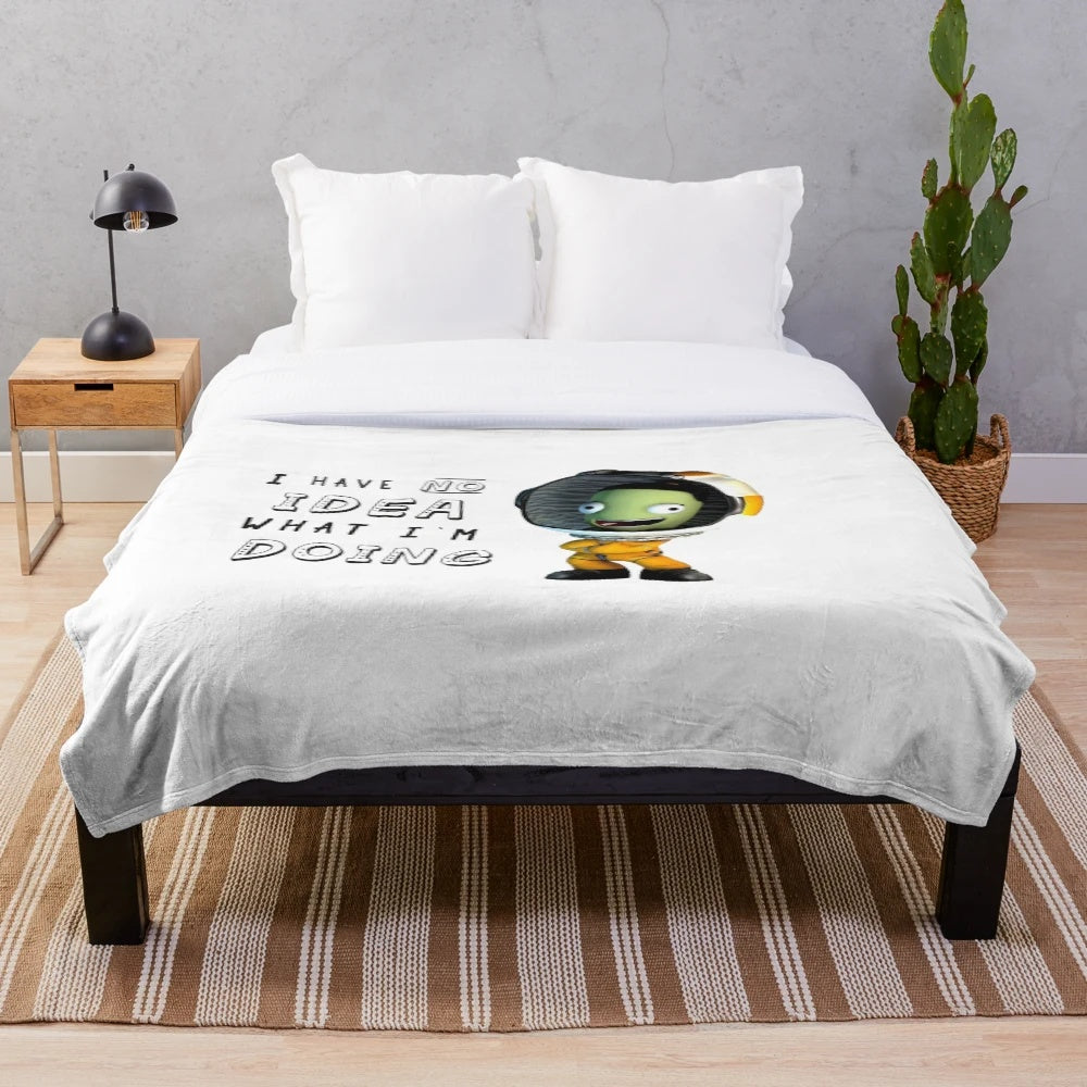 Kerbal Space Program inspired plush blanket with funny "Have No Idea What I'm Doing" design