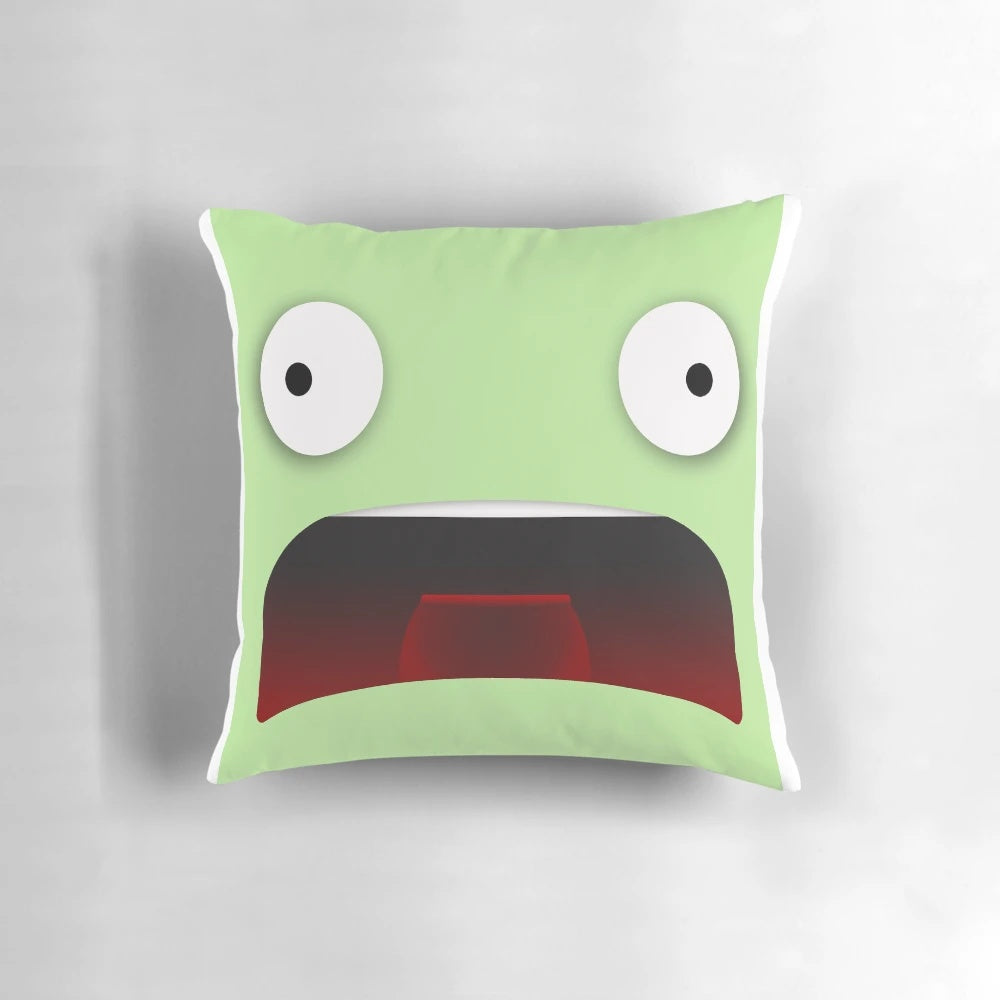 Kerbin-themed pillow featuring Kerbal space program characters and spacecraft