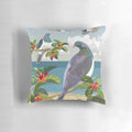 Closeup of a Kereru, the iconic New Zealand native wood pigeon, printed on a decorative throw pillow.