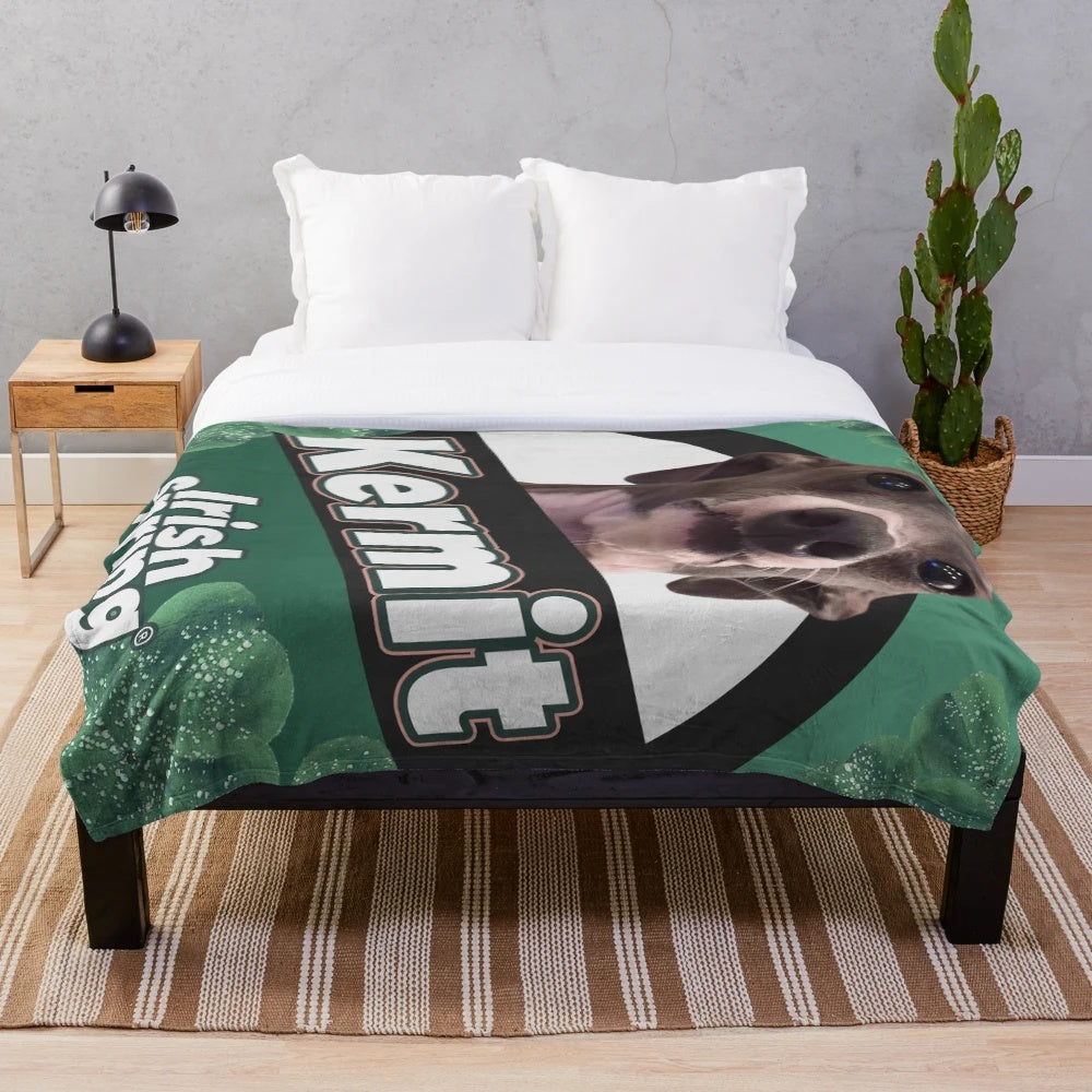 Kermit the Frog inspired plush blanket