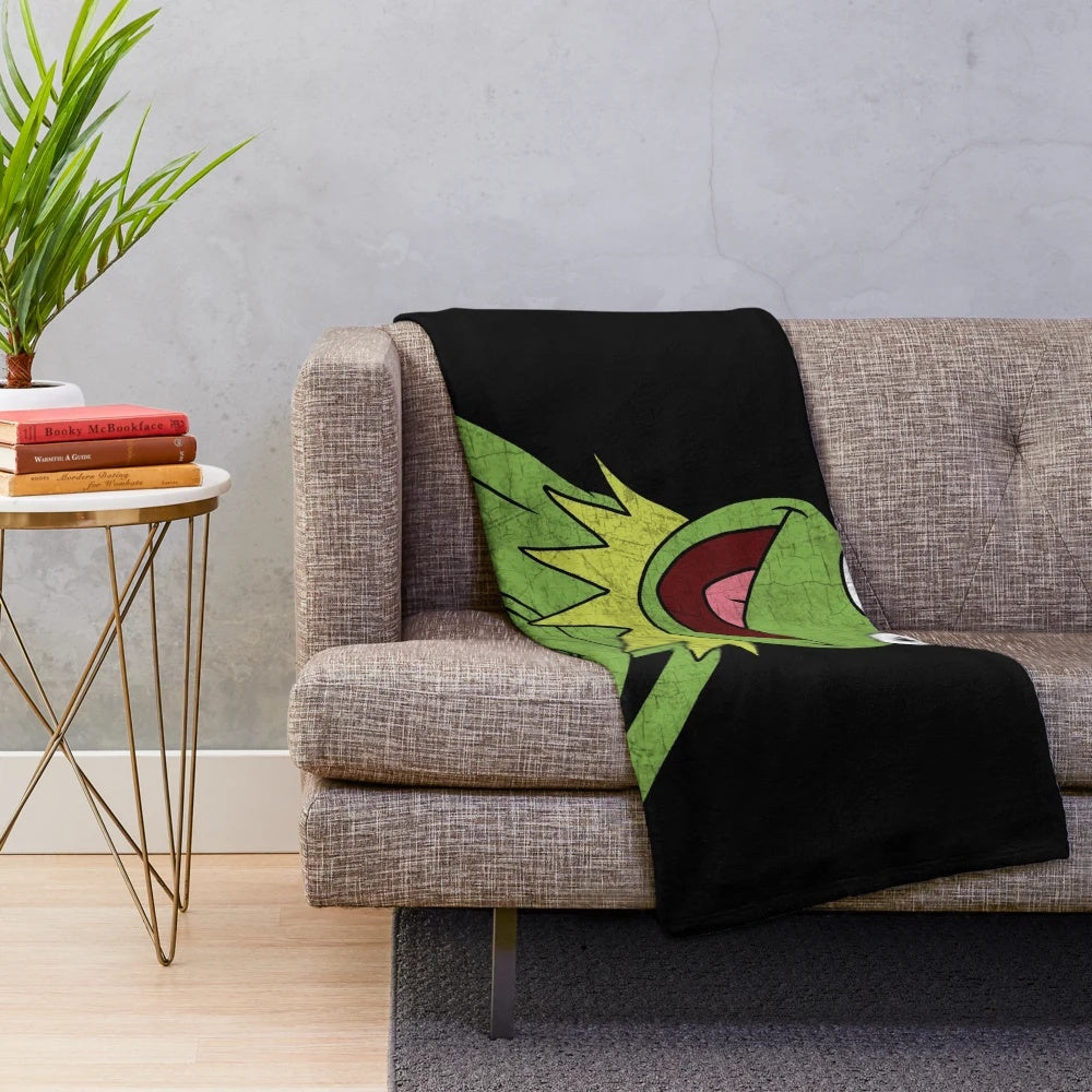 Kermit the Frog inspired plush blanket with retro Muppets design