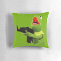 Pillow featuring the iconic Kermit the Frog meme holding a gun